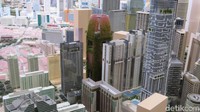 Maket kota yang dipajang di Museum Nasional Singapura menunjukan lansekap kota yang dipadati gedung pencakar langit.