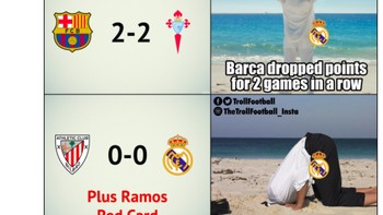 Fans Madrid sempat senang ketika Barceloan ditahan imbang 2-2 oleh Celta Vigo. Namun Madrid malah ikutan meraih hasil imbang. Foto: istimewa