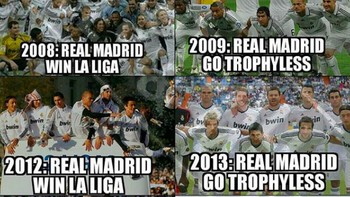 Jika mengikuti pola di atas, Real Madrid tidak memenangkan tropi usai juara liga. Bisa jadi musim ini demikian. Foto: istimewa