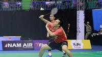 Dalam pertandingan final di GOR Sahabudin, Pangkalpinang, Bangka Belitung, Ahsan/Hendra menang dua game langsung atas Frengky/Sabar 21-13 dan 21-17 dalam tempo 28 menit. (dok. PBSI)