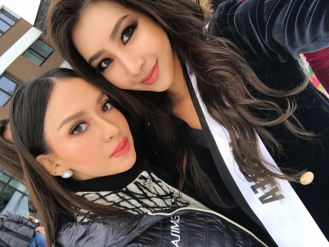 Karena pernah besar di Indonesia, tidak heran kalau Jenny Kim cukup akrab dengan kontestan dari Indonesia, Karina Nadila. Ini bukti keakraban mereka saat masa karantina Miss Supranational 2017. Foto: Instagram