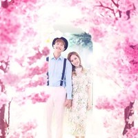 Tema Korea sangat kental dalam foto prewedding Lee Jeong Hoon dan Moa. Seperti foto ini yang berhiaskan bunga pink khas Sakura di negeri gingseng.  Foto: dok. Instagram (wedding & indo)