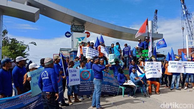 Demo buruh di Tarakan