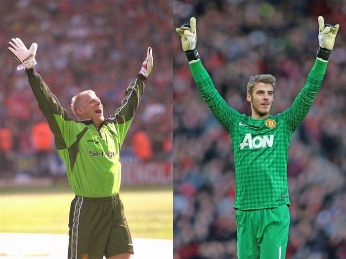 Peter Schmeichel dan David de Gea. Foto: independent Peter Schmeichel dan David de Gea. Foto: independent