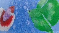 Ada juga yang bergambar mural ikan hias (Foto: Eva Safitri/detikcom)