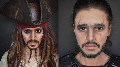 Keren! Wanita Ini Bisa Ubah Wajahnya Jadi Jack Sparrow Hingga Jon Snow