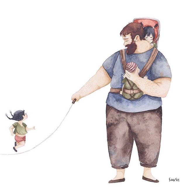 Ayah merupakan seorang pria yang handal untuk mengerjakan pekerjaan multitasking. Foto: Instagram vskafandre