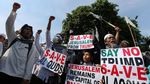 Suasana Terkini Demo di Depan Kedubes AS