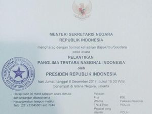 Ini Undangan Pelantikan Marsekal Hadi Sebagai Panglima TNI