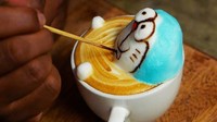 Doraemon yang khas dengan warna birunya juga bisa jadi latte art 3 dimensi. Baling-baling bambu! Foto: Istimewa