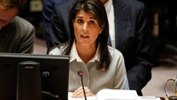 Dubes AS untuk PBB Nikki Haley membela keputusan Trump dan menegaskan AS tetap berkomitmen pada upaya perdamaian dan solusi dua negara untuk konflik Israel-Palestina. Foto: REUTERS/Brendan McDermid