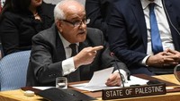 Palestina yang berstatus sebagai negara pemantau tetap non-anggota di PBB, diwakili oleh Dubes-nya untuk PBB Diyad Mansour. Foto: Stephanie Keith/Getty Images/AFP