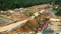 Pembangunan Bendungan Multifungsi Bintang Bano di Kecamatan Brang Rea, Sumbawa Barat, Nusa Tenggara Barat, terus dikebut. Begini penampakannya. Pool/Kementerian PUPR.