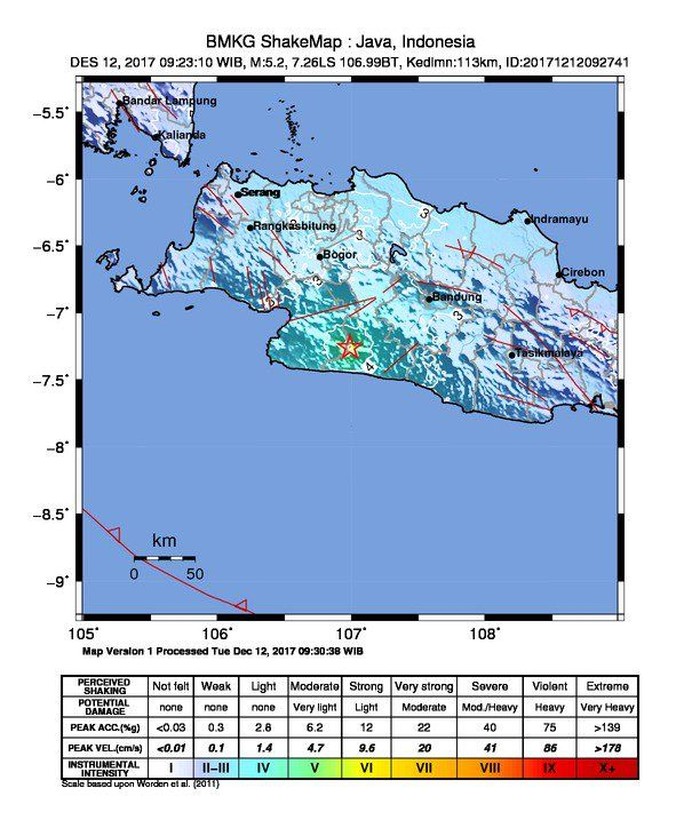 Gempa 5,2 SR Terjadi di Sukabumi