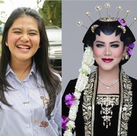 Kahiyang Ayu jarang tampil dengan full makeup, namun seketika penampilan putri presiden Joko Widodo ini manglingi saat menjadi pengantin. Lihat perbedaan penampilannya ketika tanpa dan dengan makeup.  Foto: dok. Instagram