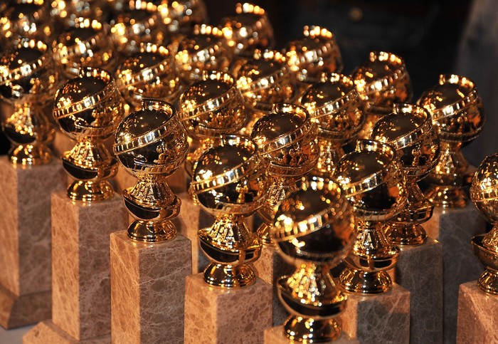 56432314 BEVERLY HILLS, CA - JANUARY 06: The new 2009 Golden Globe statuettes are on display during an unveiling by the Hollywood Foreign Press Association at the Beverly Hilton Hotel on January 6, 2009 in Beverly Hills, California. The 66th annual Golden Globe Awards are scheduled for January 11. (Photo by Frazer Harrison/Getty Images)