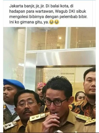 Foto: Ist. (Sandiaga Uno pakai lip balm) Foto: Ist. (Sandiaga Uno pakai lip balm)