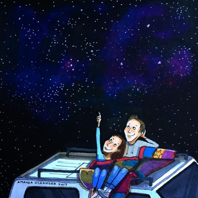 Menikmati malam yang indah bersama suami sambil melihat bintang juga jadi momen romantis. Foto: Instagram