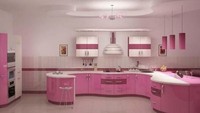 Supaya semakin cantik, buat juga kitchen set Anda dengan warna serba pink. Jika memiliki area dapur yang luas, Anda bisa menata barang lebih mudah. Cantik ya! Foto: Istimewa
