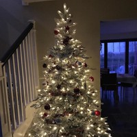 Emma Willis memilih pohon Natal berwarna putih yang dihiasi bola-bola warna merah. Foto: Instagram