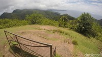Pemandangan dari atas bukitnya memang asyik. Hutan tropis tampak menghampar. Pantai barat Pulau Mahe juga terlihat berlekuk indah (Fitraya/detikTravel) 