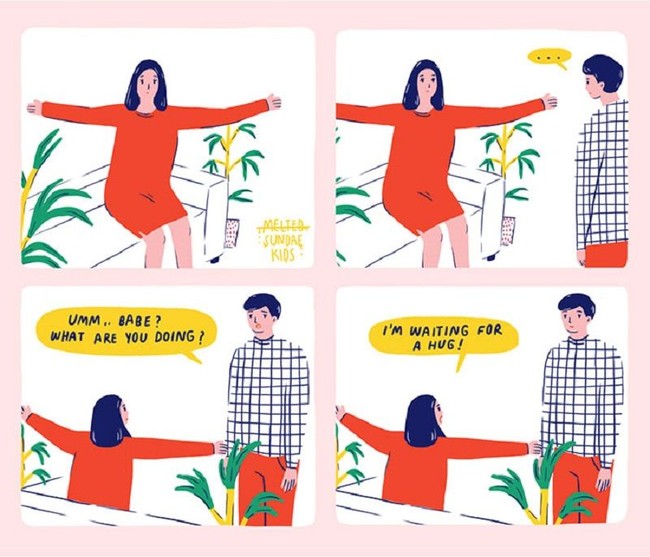 Istri selalu ingin dimanja oleh suami, melakukan hal-hal seperti minta pelukan jadi salah satu rutinitas yang harus suami penuhi. Foto: Instagram