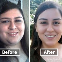 Setelah berat badannya turun 45 kg, wanita ini jadi seperti orang yang berbeda dengan penampilannya dulu. Foto: Dok. Bored Panda