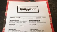 Ini adalah sebagian daftar menu kafe Kelloggs NYC. Sereal ukuran regular dibanderol USD 7.50 (Rp 102.000) dan ukuran kecil USD 6.50 (Rp 88.000). Foto: Istimewa