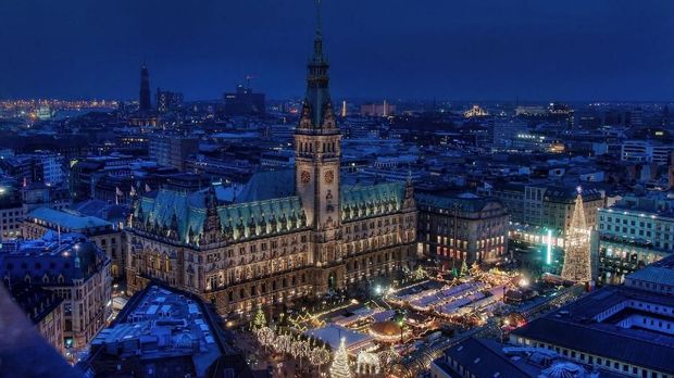 Hamburg saat malam hari