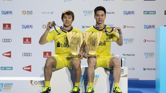 Kevin Sanjaya Sukamuljo/Marcus Fernaldi Gideon dengan titel ketujuhnya tahun ini (Foto: PB PBSI) Kevin Sanjaya Sukamuljo/Marcus Fernaldi Gideon dengan titel ketujuhnya tahun ini (Foto: PB PBSI)