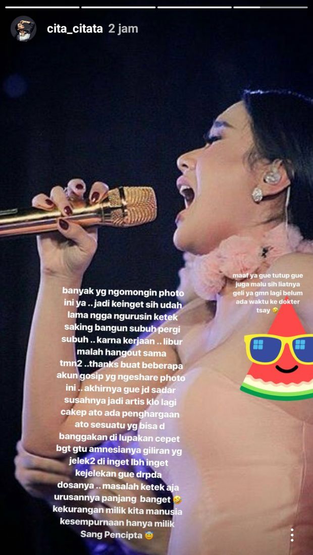 Ketiak Hitam Buat Cita Citata Malu karena Tak Sempat ke Dokter