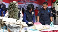 Barang bukti narkoba dipamerkan sebelum akhirnya dibakar/Foto: Istimewa