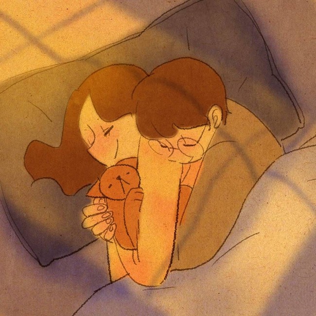 Berbaring bersama sambil berpelukan jadi cara sederhana membuat pasangan merasa nyaman dan tenang. Foto: Instagram