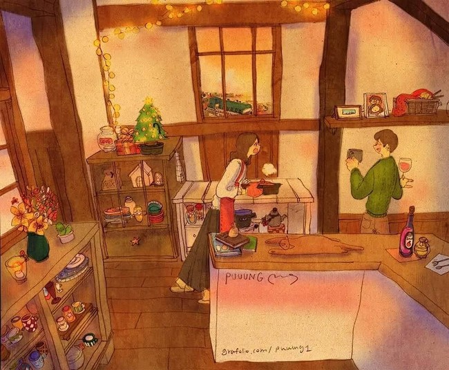 Momen hangat dan bahagia juga bisa didapatkan dengan menyediakan makan malam ataupun masak bersama pasangan. Foto: Instagram