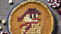 Nah, kalau ini pie berhias boneka salju. Tampilannya unik karena menyerupai pixel. Foto: Istimewa