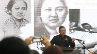 Sekjen PDI Perjuangan Hasto Kristiyanto saat berpidato di kantor DPP PDIP.