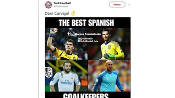 Carvajal jadi kiper terbaik malam ini. Foto: Screenshot Twitter