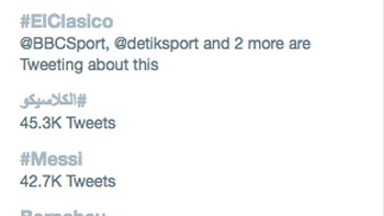 Laga El Clasico sukses menyedot perhatian warganet dari seluruh dunia. Foto: Twitter