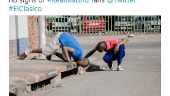Ngumpet di mana, fans Madrid? Foto: Twitter