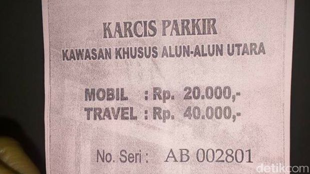 Foto karcis parkir di Yogya yang jadi perbincangan netizen. 