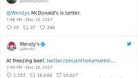 Klaim McD lebih baik dari netizen ditanggapi kocak oleh Wendy’s. Wendy’s menulis, “Dalam hal membekukan daging.” Foto: Istimewa