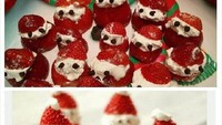 Santa mini nan lezat bisa dibuat menggunakan stroberi dan whipping cream. Tapi tanpa ketelatenan maka santa akan hadir di hari Natal dengan wajaah yang mengerikan. Meskipun rasanya tetap lezat. Foto: Instagram
