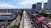 Rinciannya, untuk pekerjaan persiapan telah selesai 100%. Kemudian pembangunan prasarana seperti jalur LRT sepanjang 5,8 kilometer (km) mencapai 50,85%, dan pengadaan rolling stock atau kereta ringannya sendiri mencapai 51,19%. (Dok PT Jakarta Propertindo).