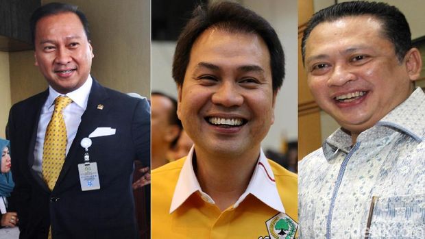Kiri-kanan: Agus Gumiwang, Aziz Syamsuddin, Bambang Soesatyo.