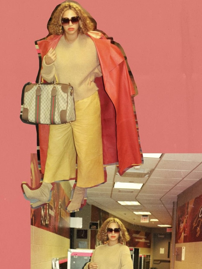 Foto lain menampilkan gaya stylish Beyonce dalam padanan sweater, coat, celana lebar dan ankle boots. Tidak ketinggalan handbag dari Gucci. (Foto: Beyonce.com)