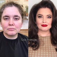 Goar Avetisyan berhasil mengubah wanita yang ditemuinya secara tidak sengaja di tukang jahit ini menjadi sosok mirip artis dunia. Foto: Instagram Goar Avetisyan