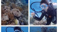 Bukan cuma di darat saja olahraganya, Tasya senang lho menyelam sambil menunjukkan keindahan bawah laut. Foto: Instagram @tasyakamila