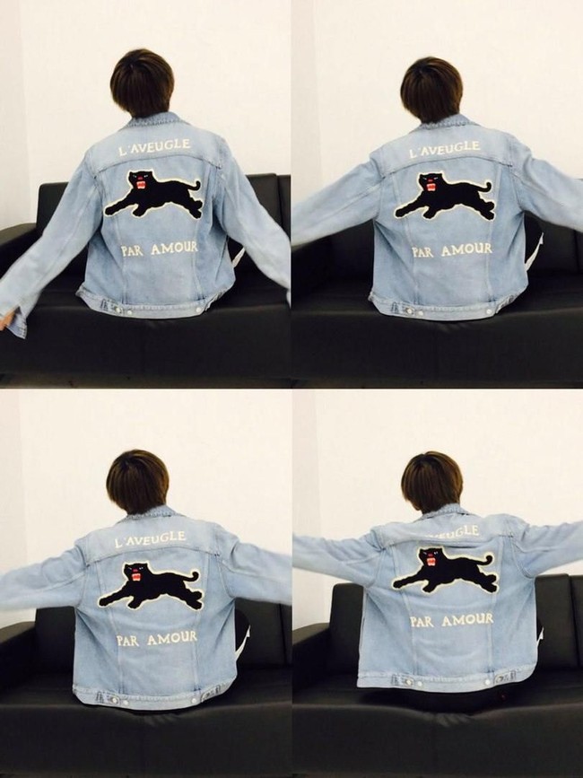 Jaket denim Gucci pemberian fans yang ia pakai dan pamerkan di social media. Foto: istimewa