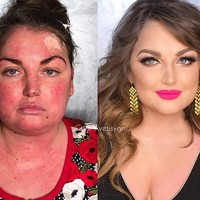 Wanita di foto ini bernama Kate. Dia memiliki kulit yang sangat sensitif sehingga gampang kemerahan. Namun Goar berhasil membuat wajahnya jadi flawless lewat makeup. Foto: Instagram Goar Avetisyan
