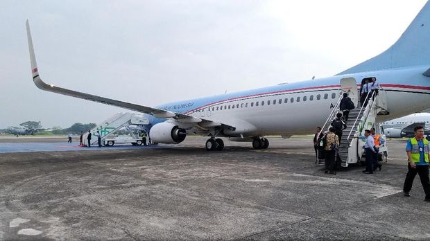  Jokowi terbang menggunakan Pesawat Kepresidenan dari Landasan Udara Halim Perdanakusuma, Jakarta Timur.